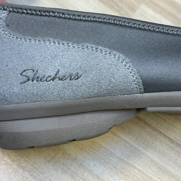 Skechers Women 8.5 Career 9 To 5 Comfort Shoes Taupe Leather Memory Foam Slip on - Picture 7 of 9